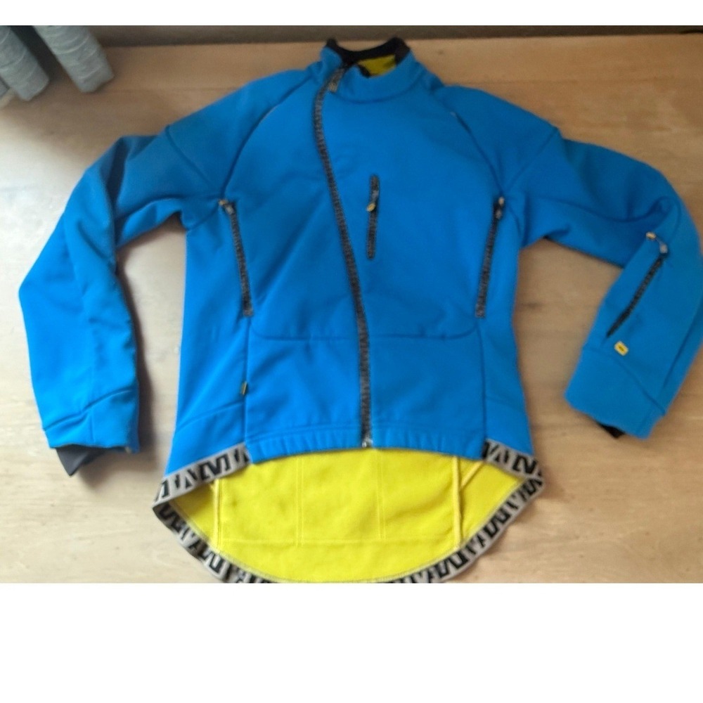 Mavic Mens Blue Softshell Cycling Jacket Integrated Balaclava SizeM/L Japan